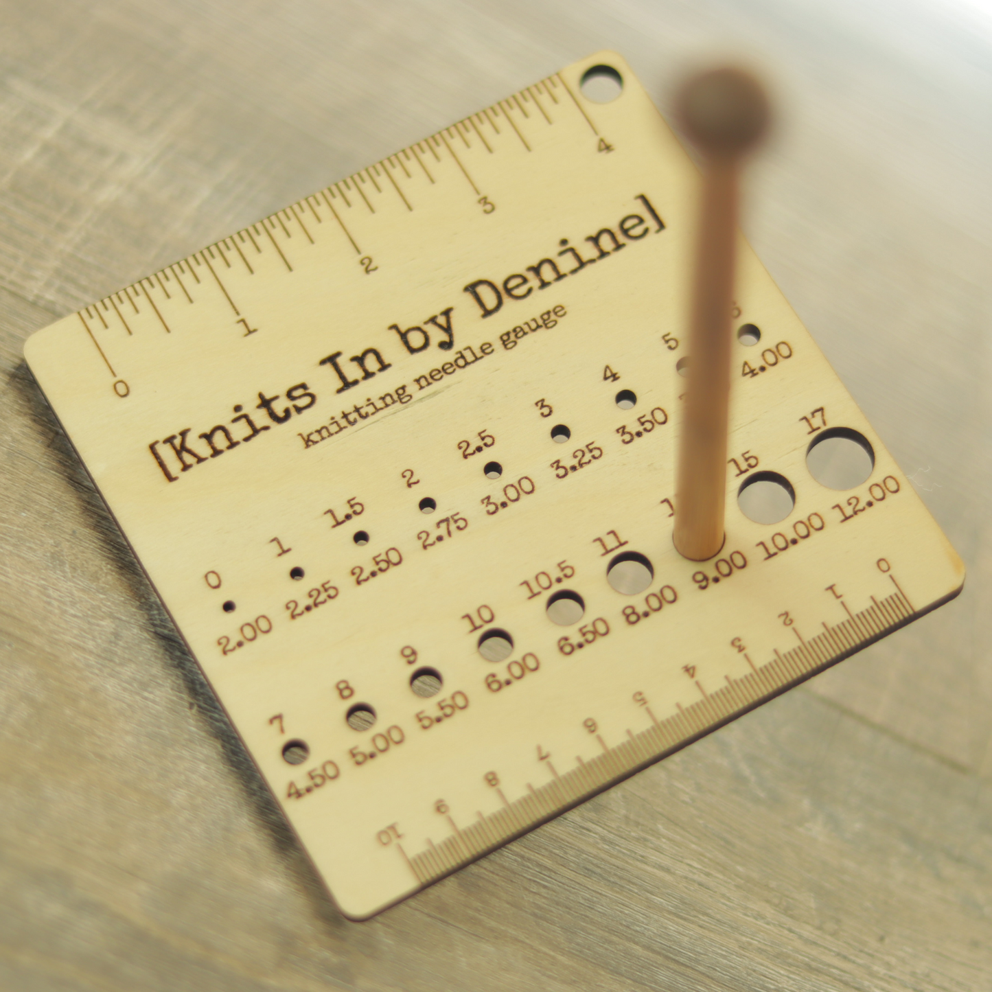 Wooden Swatch Ruler and Needle Gauge Tool (Metric and Imperial)