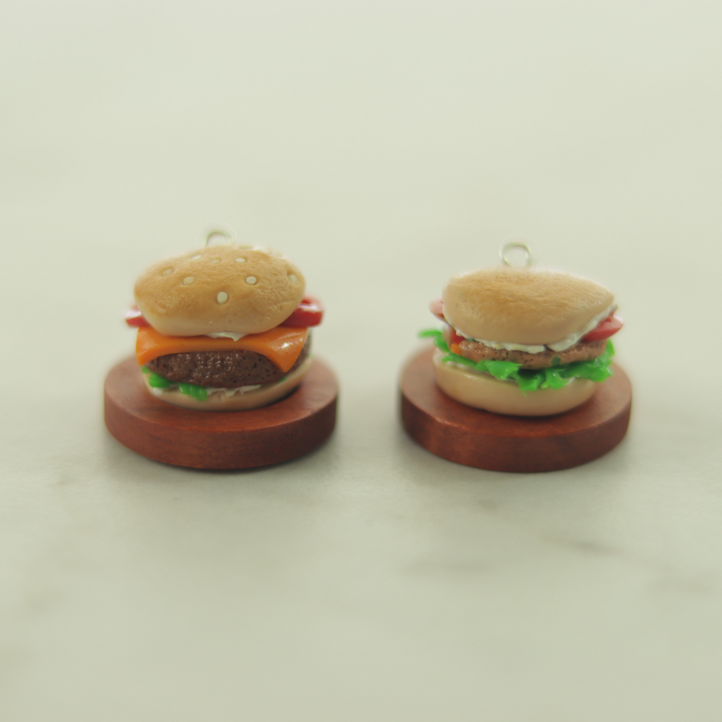 Vegan Cheese Burger Stitch Markers, 2 pcs