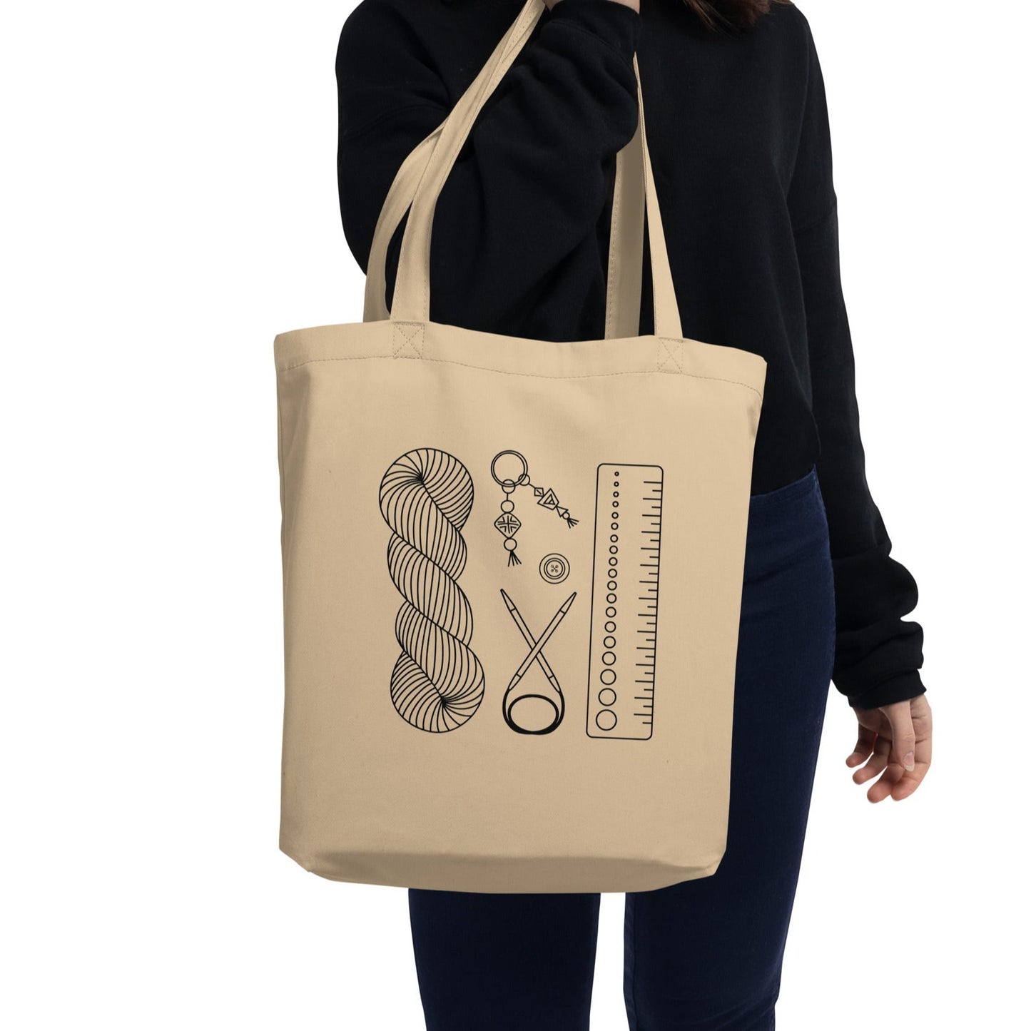 Small Organic Cotton Knitting Project Tote Bag